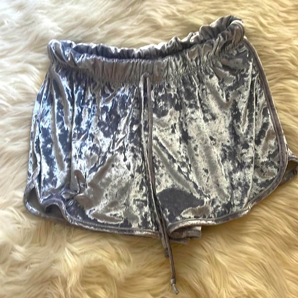 Blue jogger velvet shorts small #67